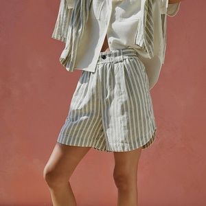 NWT - Madewell Linen-Blend Curved-Hem Shorts